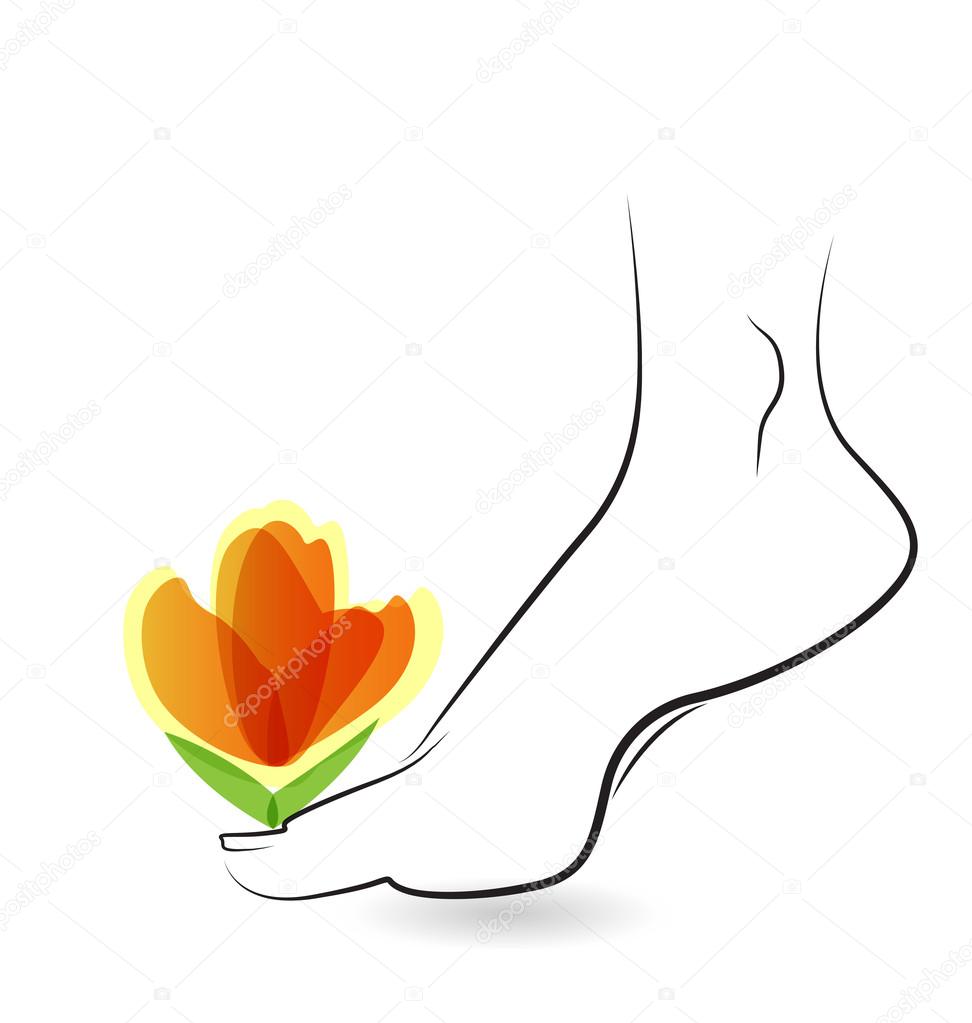 Woman barefoot with flowers icon vector card design