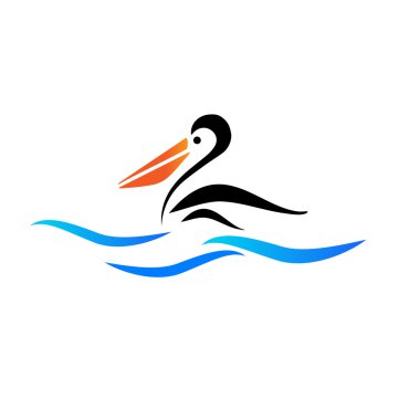 Pelikan kuşu beach vektör logo