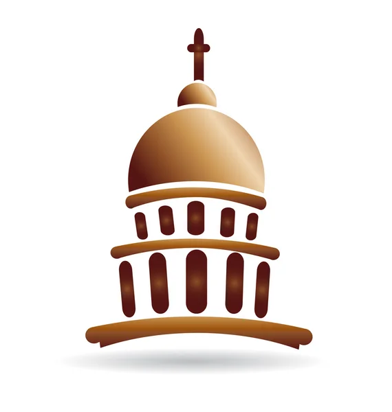 Capitol building gold church illustration icon vector logo design — Stock Vector