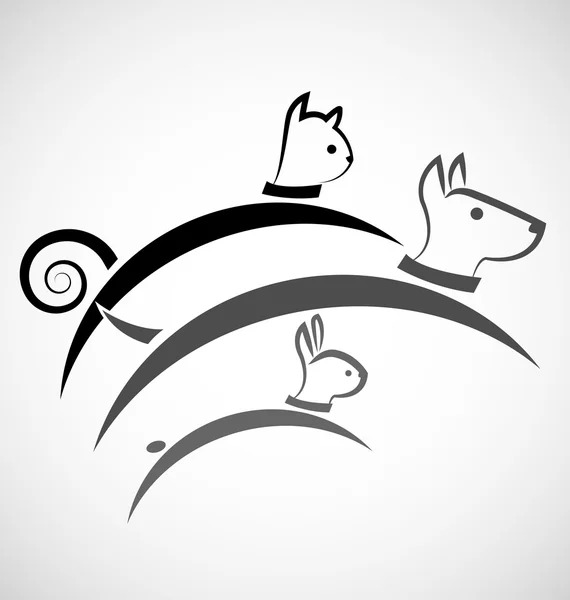 Logo kat hond en konijn — Stockvector