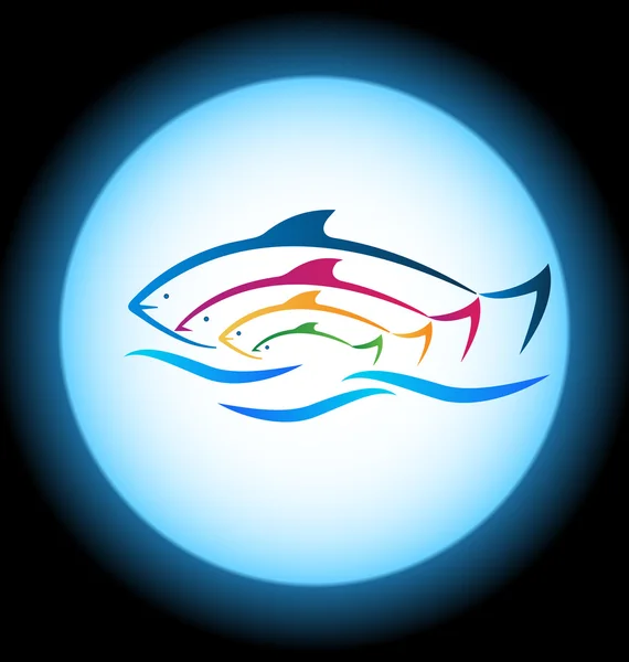 Poisson et cadre de mer logo arrière-plan — Image vectorielle