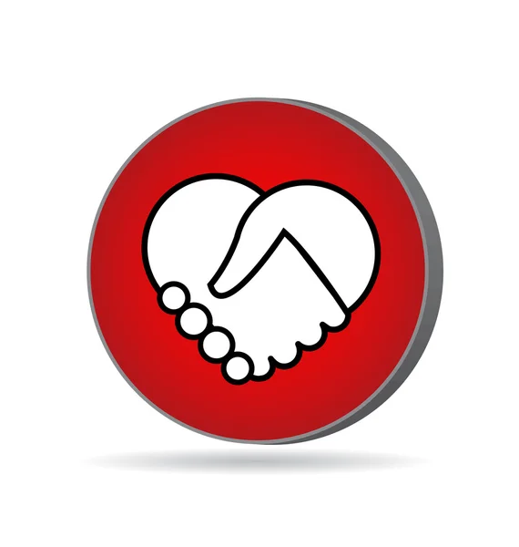 Handshake disegno vettoriale logo rosso — Vettoriale Stock