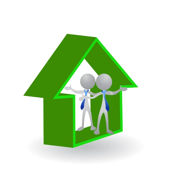 Logo Inmobiliaria 3D vector de casa verde — Vector de stock