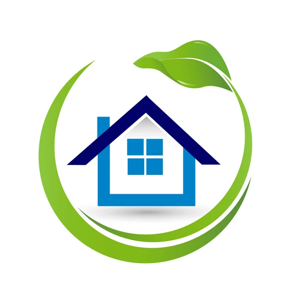 Haus und Blatt - Immobilien-Logo — Stockvektor