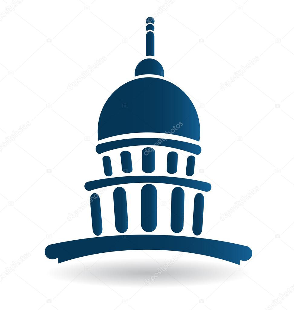 Capitol building blue illustration icon vector logo design