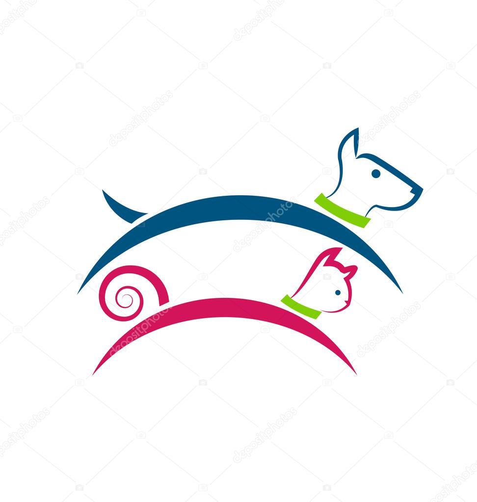 Cute cat dog silhouettes identity business card logo vector