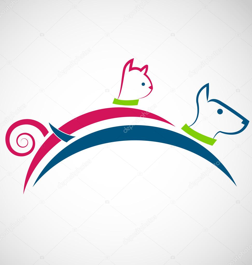 Cute cat dog silhouettes identity business card logo vector