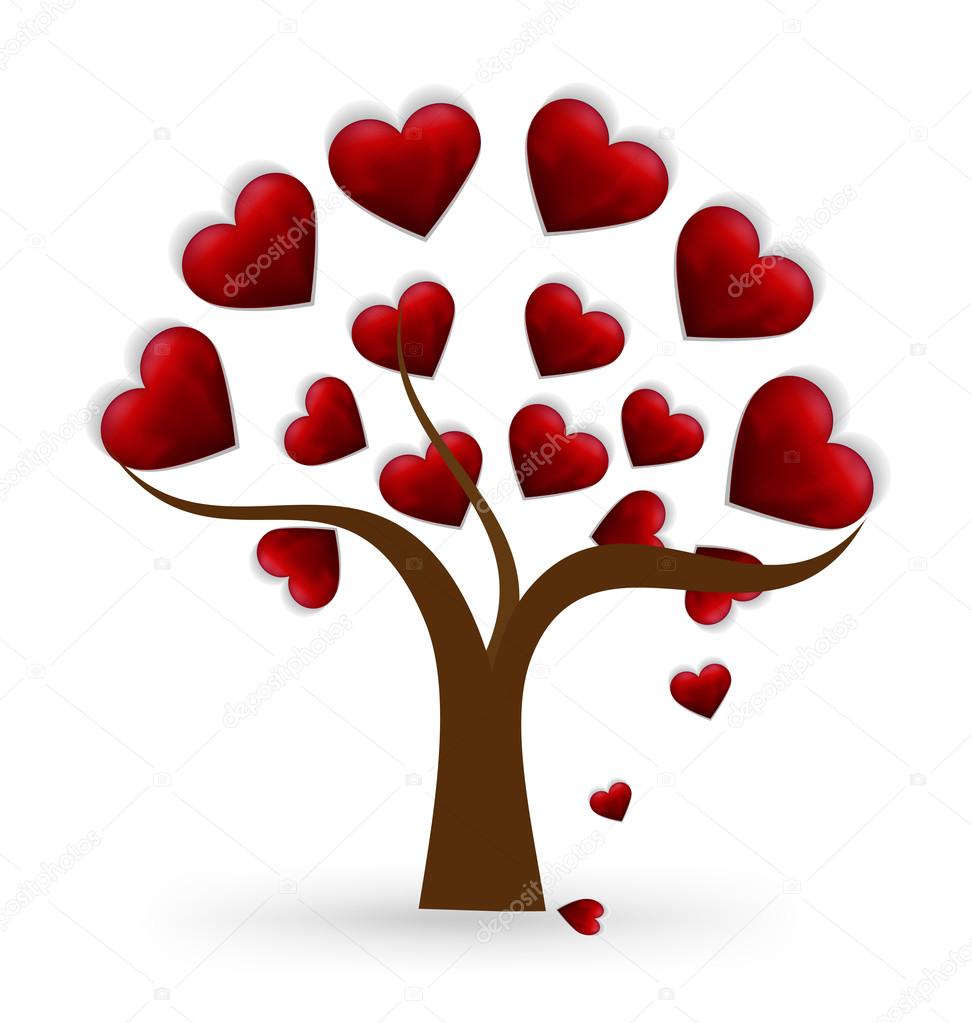 Tree heart love icon template vector