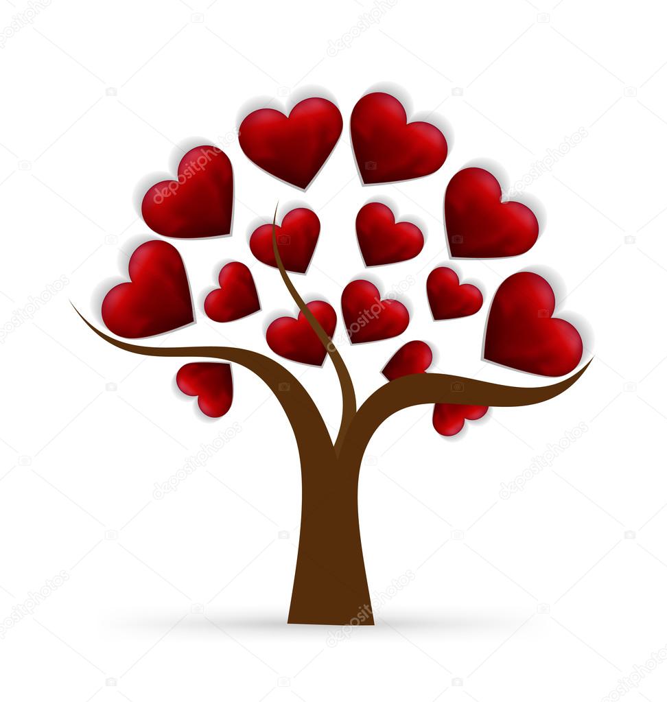 Tree heart love logo  icon template vector