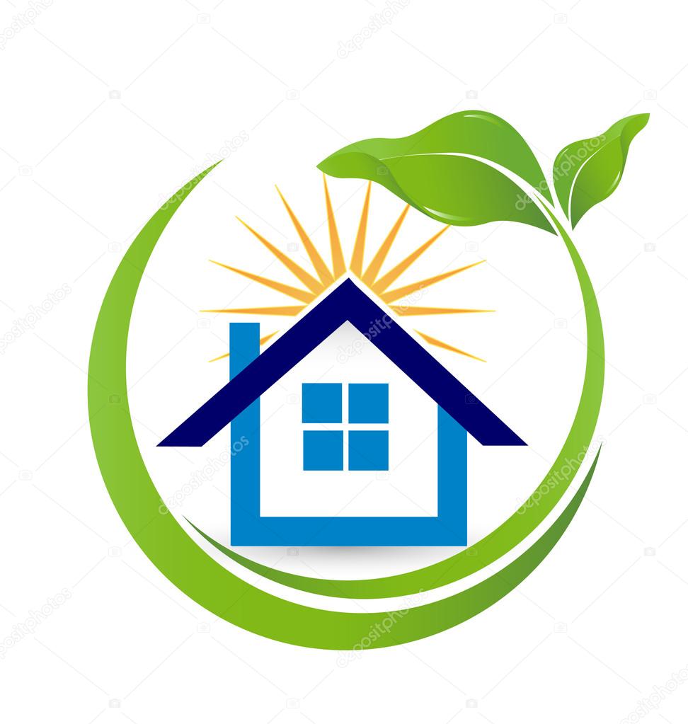 Casa sol y hoja logotipo de bienes raíces Vector de stock #76706419 de  ©Glopphy, image size:972x1023
