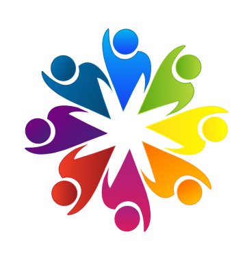 Ekip çalışması iyimser işçi logosu