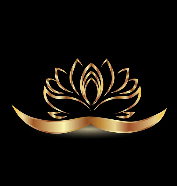 ゴールドのロゴ様式化された蓮の花 — ストックベクタ