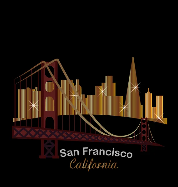 Gold and shine San Francisco skyline buildings — Stock Vector