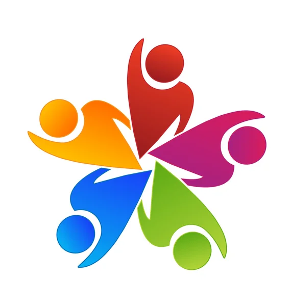 チームワークの楽観的な労働者のロゴ — ストックベクタ