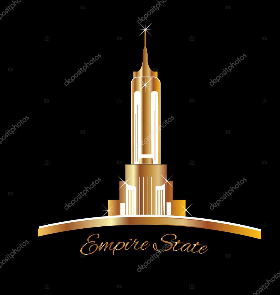 Empire state New York golden icon vector