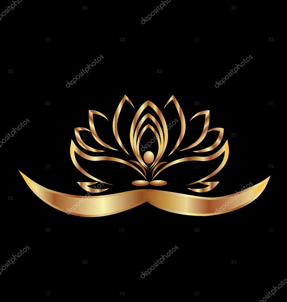 Golden stylized lotus flower vector image