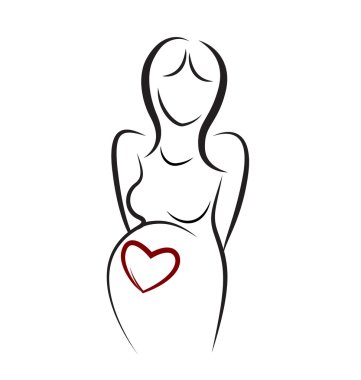 Hamile kadın ve kalp logo vektör