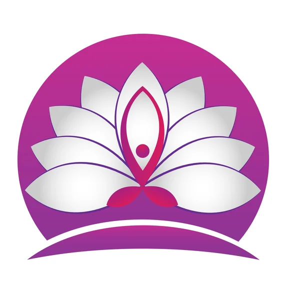 Yoga Mann Lotus weiße Blume Logo — Stockvektor