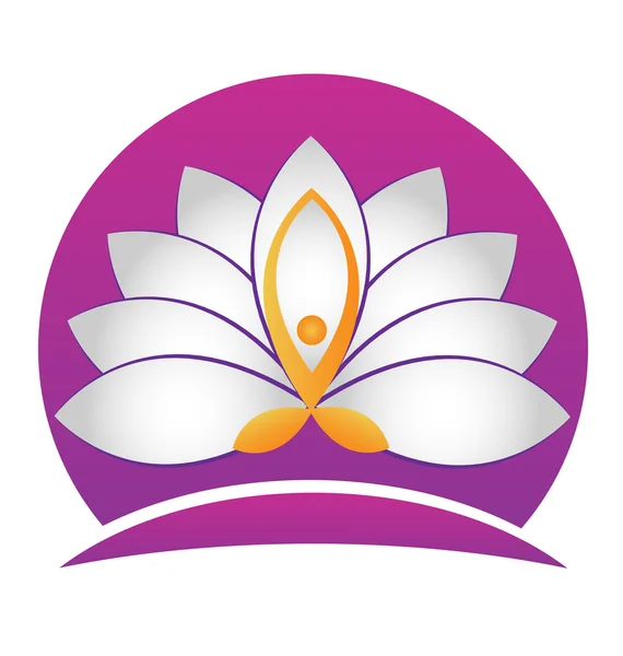 Loto Hombre Yoga flor blanca logo — Vector de stock