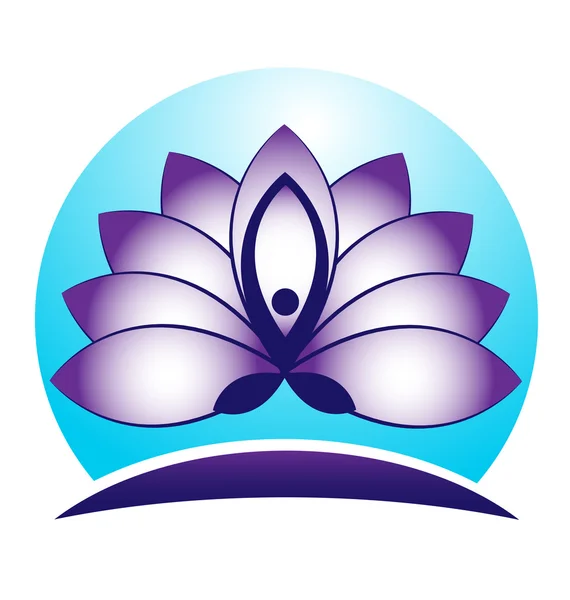 Jóga muž lotus bílý květ logo — Stockový vektor