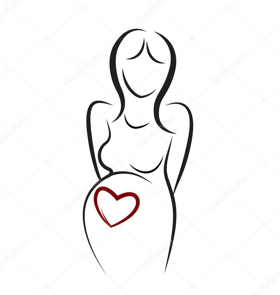 Pregnant woman love heart logo template background