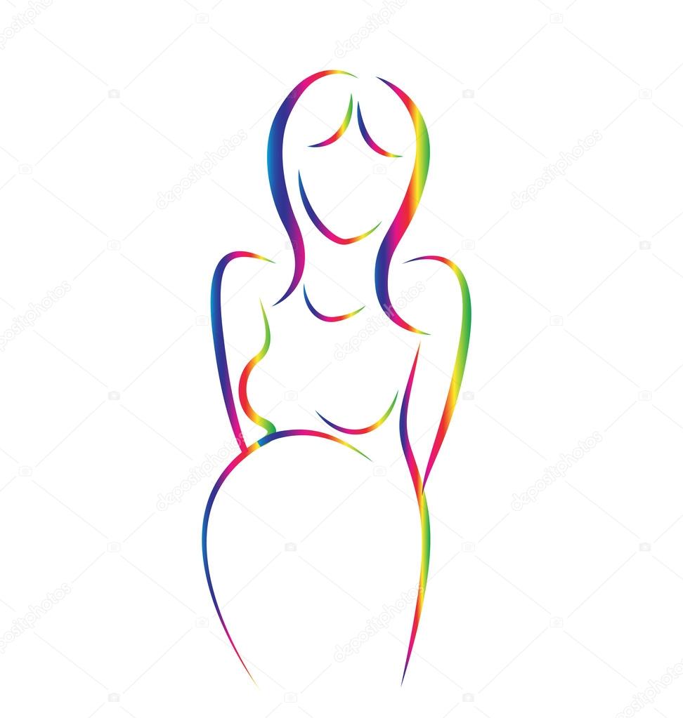 Pregnant woman colored silhouette vector icon logo template background