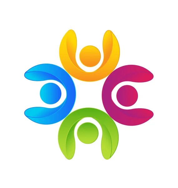 Travail d'équipe heureux amis logo — Image vectorielle
