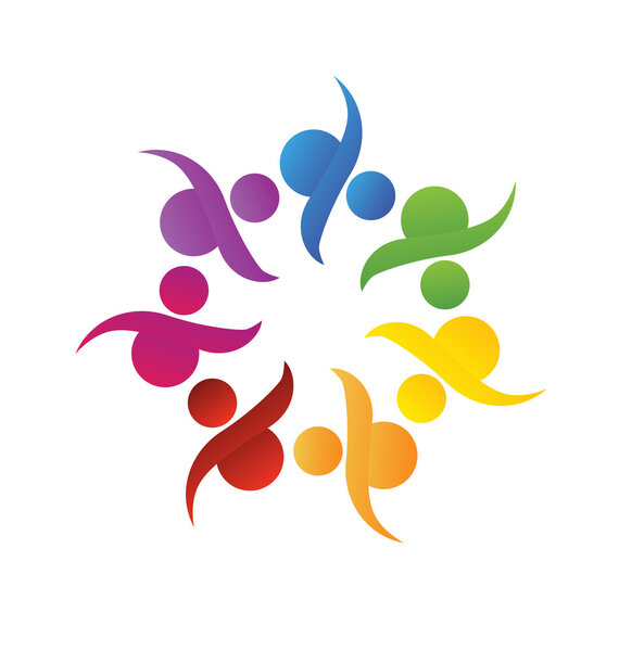 Logo trabajo en equipo ayuda de la comunidad — Vector de stock