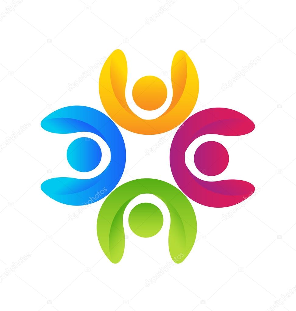 Teamwork happy friends logo symbol of union company vector icon