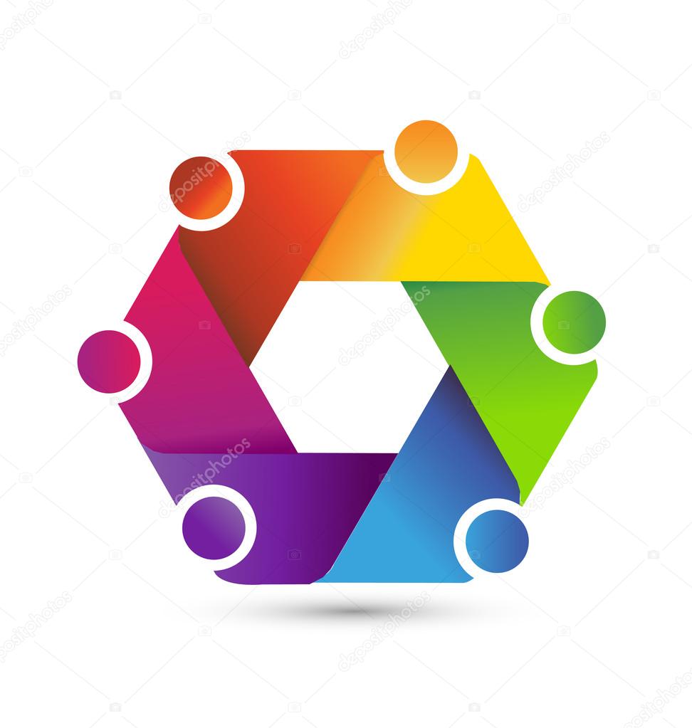 Teamwork hug friends logo symbol of union company vector icon