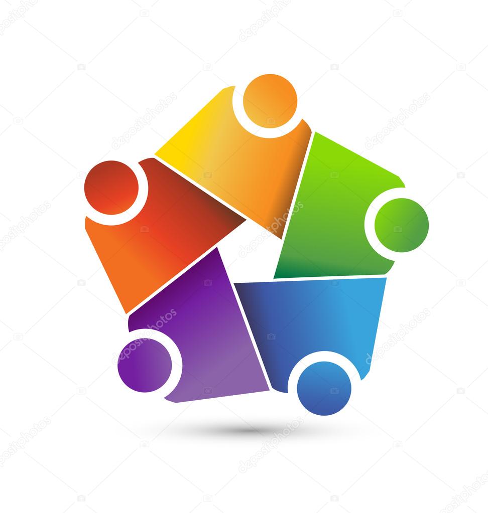Teamwork hug friends logo symbol of union company vector icon