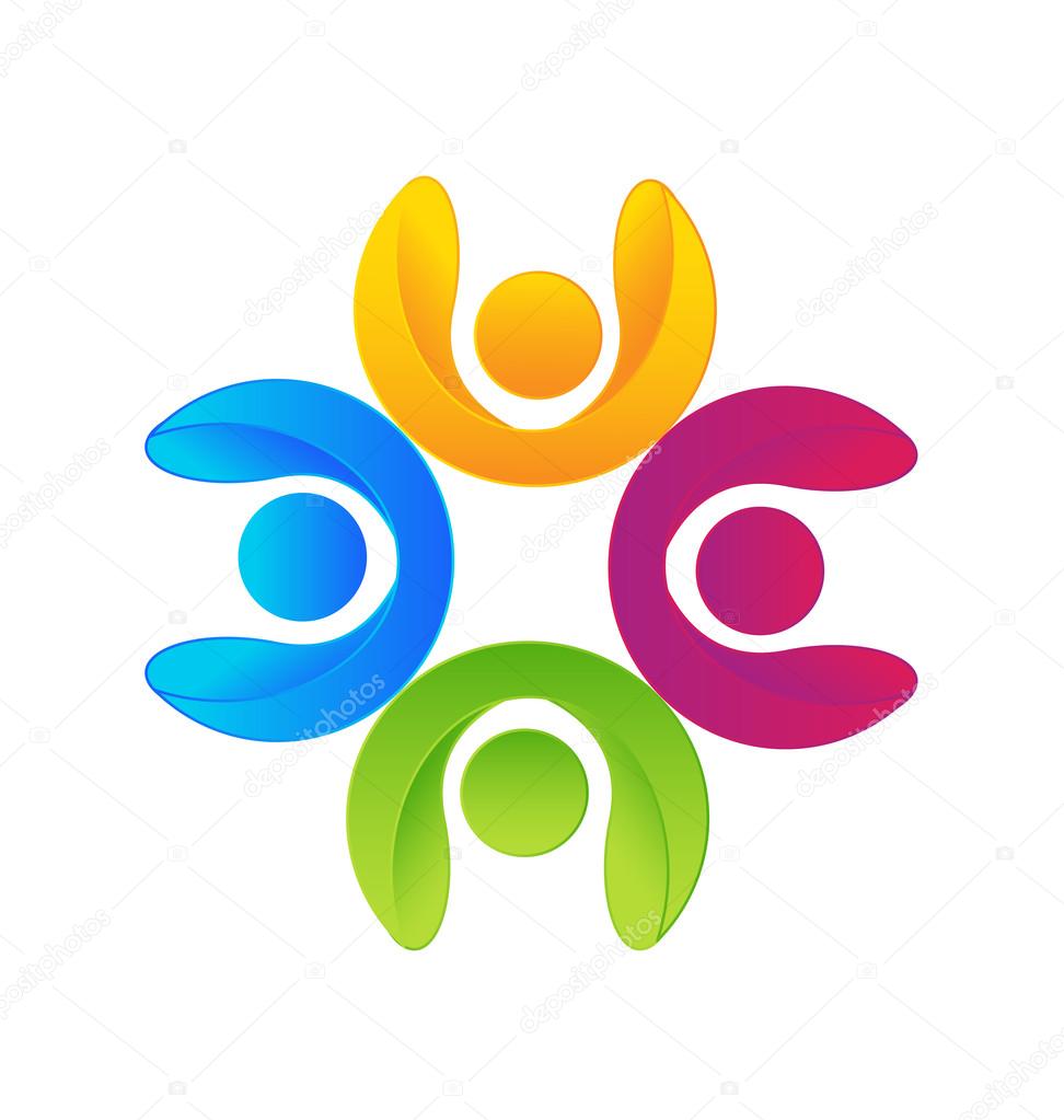 Teamwork happy friends logo symbol of union company vector icon