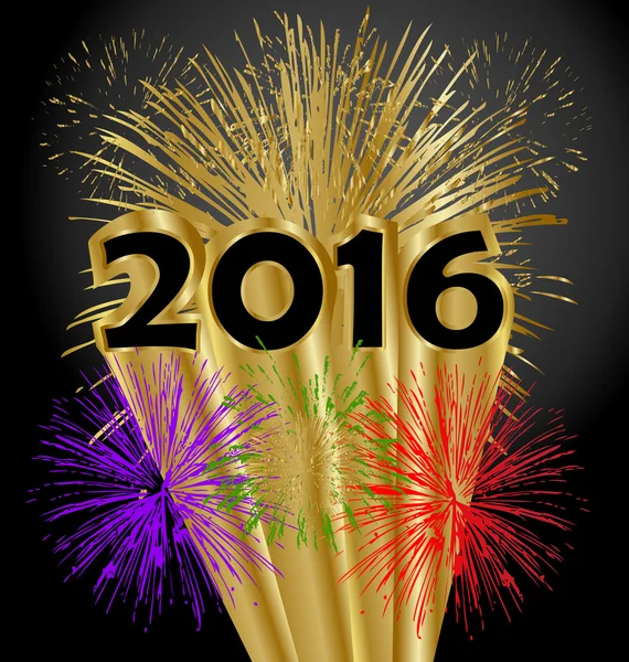 2016 nouvelle année avec feux d'artifice — Image vectorielle