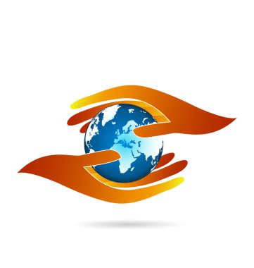 Dünya logo korumak eller