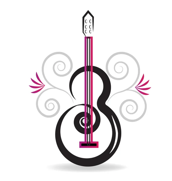 Floral guitar music logo — Stock Vector