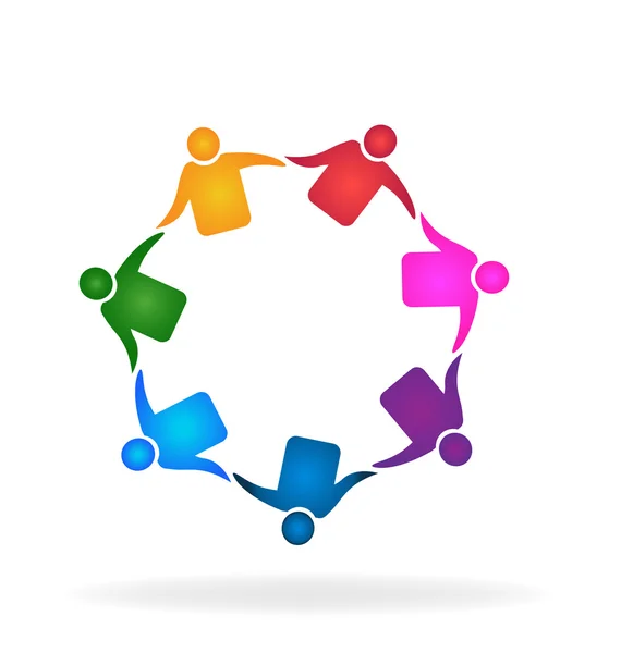 Teamwork meeting friendship logo — Stock Vector
