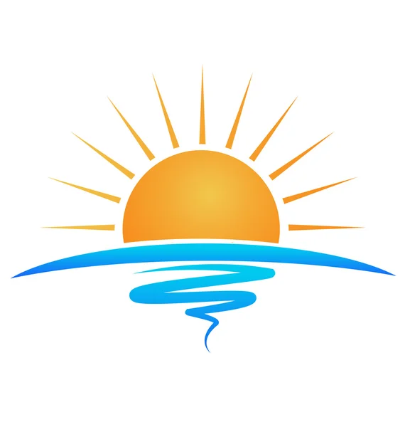 Sol mar olas logo — Vector de stock