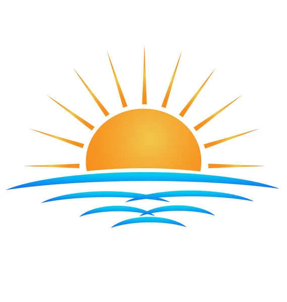 Sun beach waves logo — Stock Vector