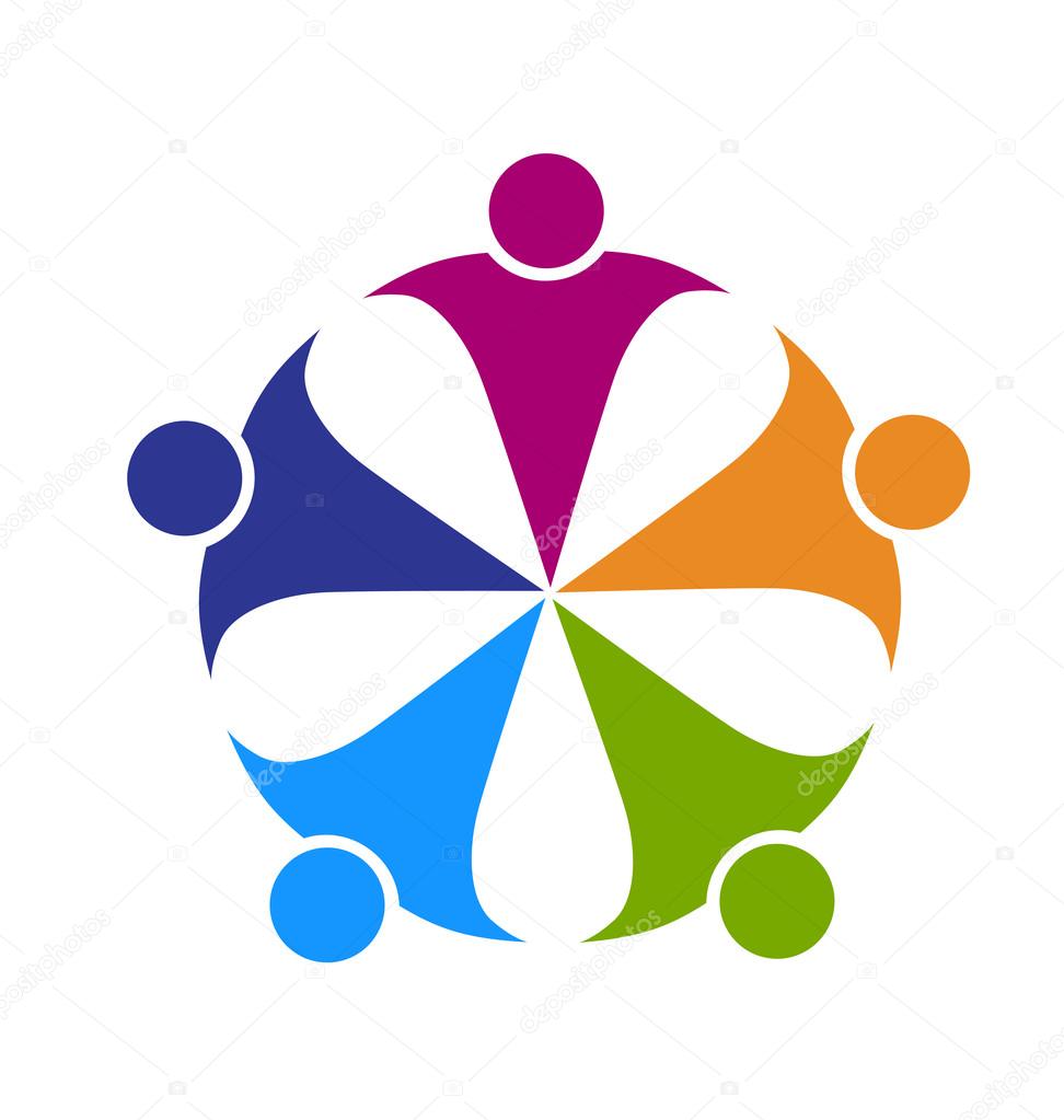 Trabalho em equipe logotipo da festa amizade Vetor de ©Glopphy 95065104, image size:972x1023