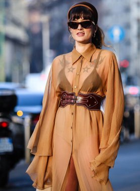 MILAN, Italy- 20 Şubat 2019 Milano 'daki Eleonora Carisi.