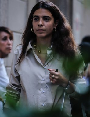 MILAN, Italy- 15 Haziran 2019 Gürcistan Tal Milano 'da sokakta.