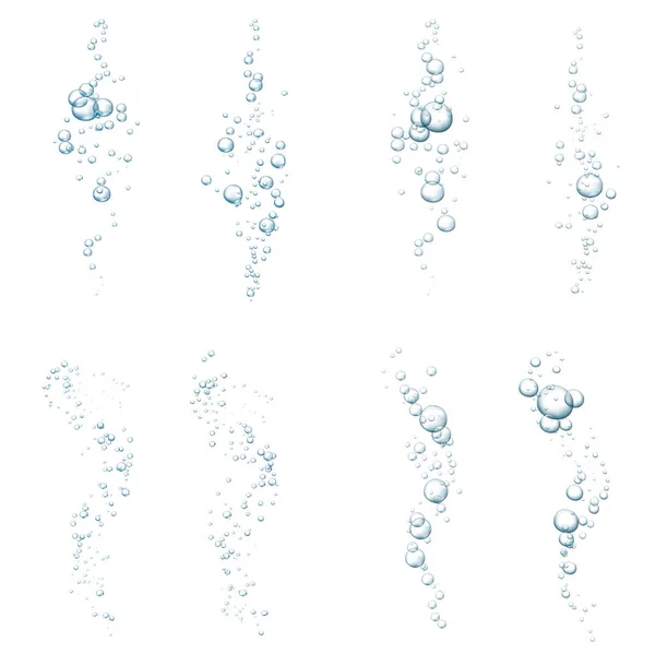 Сині божевільні бульбашки. Спарює підводний потік у воді, морі, акваріумі. Неприємний поп і ефірний напій. Абстрактні свіжі бульбашки содової. Векторні ілюстрації . — стоковий вектор