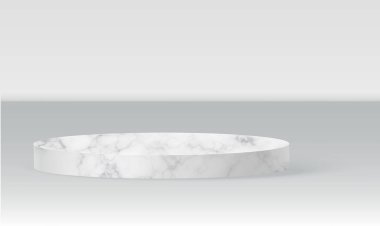 Mermer silindir podyum sahnesi, kazanan kaide. Gösteri salonu podyumu için beyaz mermer silindir şablonu. Ürün sunumu için vektör beyaz temel.