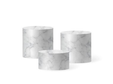 Mermer silindir podyum sahnesi, kazanan kaide. Gösteri salonu podyumu için beyaz mermer silindir şablonu. Ürün sunumu için vektör beyaz temel.