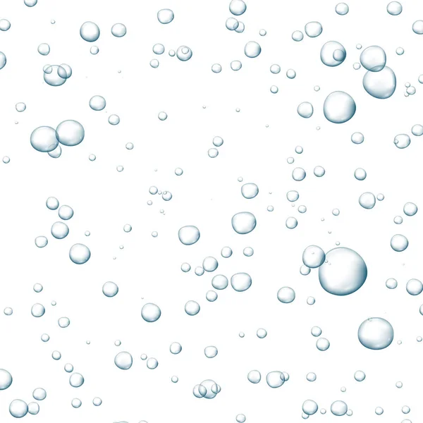 Burbujas azules. Chispas bajo el agua corriente en el agua, mar, acuario. Fizzy pop y bebida efervescente. Burbujas de soda fresca abstracta. Ilustración vectorial. — Vector de stock