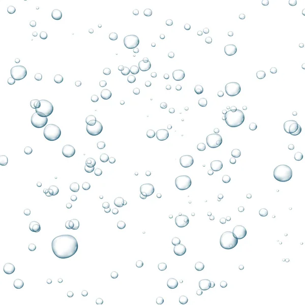 Blue fizzy bubbles. Sparkles underwater stream in water, sea, aquarium. Fizzy pop and effervescent drink. Abstract fresh soda bubbles. Vector illustration. — Stock Vector