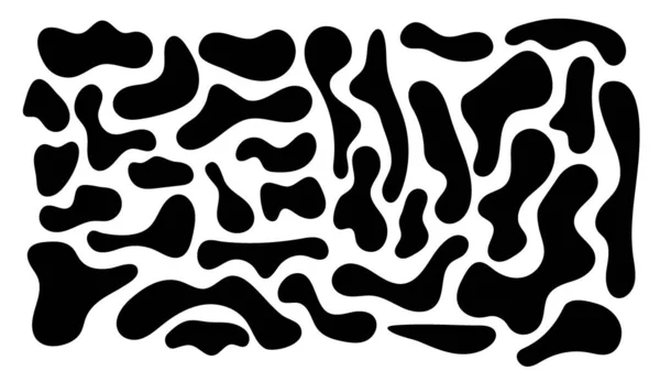 Unregelmäßiger Klecks, eine Reihe abstrakter organischer Formen. Abstrakte unregelmäßige zufällige Kleckse. Einfache flüssige amorphe Kleckse. Trendige minimalistische Designs für Präsentationen, Banner, Poster und Flyer. — Stockvektor