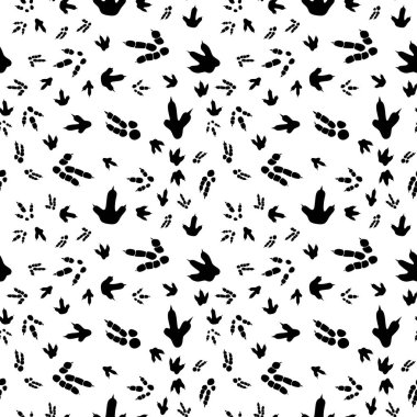 Dinozor ayak izleri. Asgari kusursuz desen. Pençeli arka plan, pençeli yırtıcı. Dinozor ayak izi çizimi tekstil, ambalaj ve duvar kağıdı ve tasarım için mükemmel.