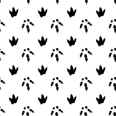 Dinozor ayak izleri. Asgari kusursuz desen. Pençeli arka plan, pençeli yırtıcı. Dinozor ayak izi çizimi tekstil, ambalaj ve duvar kağıdı ve tasarım için mükemmel.