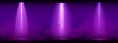 Mor spot ışıkları. Sahnenin sahne ışıkları ve şeffaf arkaplanda mor bir duka..